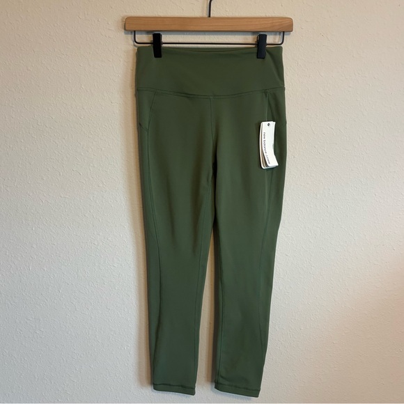 NWT New Balance x J.Crew Cropped Athletic Leggings Green Size Small - Picture 1 of 7